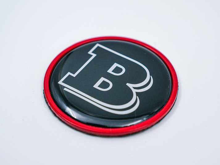 Hood Scoop Metal Badge Red with Black Center and Gray Logo Brabus Emblem 55mm for Mercedes-Benz G-Class W463 W463A